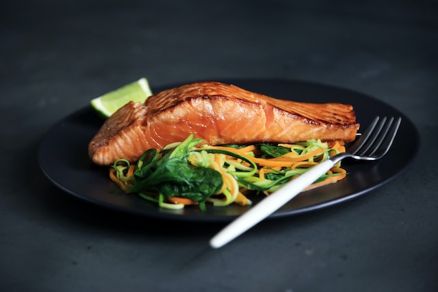 Smoked Salmon in a black plate